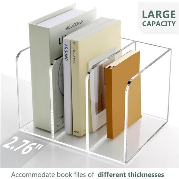 Clear acrylic file folder organizer magazine holder desk storage rack - Picture 5 of 8